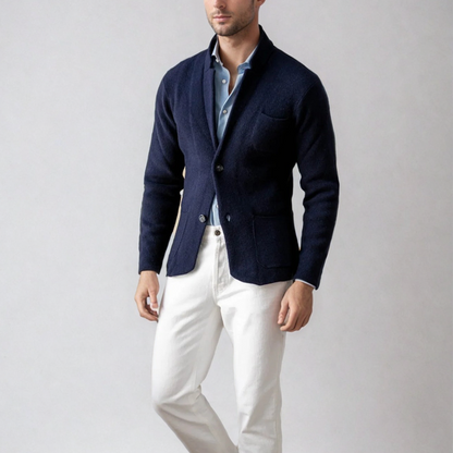 Blazer Para Hombre De Corte Fluido Con Bolsillos Patch Y Cuello Alto | Ideal Para Uso Formal Y Casual