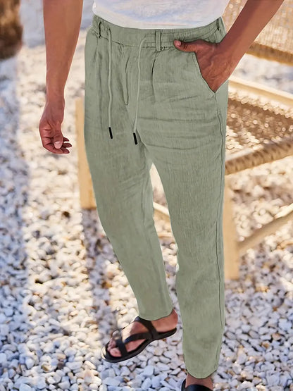 Pantalón Casual de Corte Amplio con Cintura Elástica y Cordón para Hombre | Ideal para Uso Diario