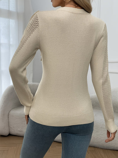 Jersey De Manga Larga Con Detalles De Flecos Para Mujer | Ideal Para Uso Diario Y Superposición