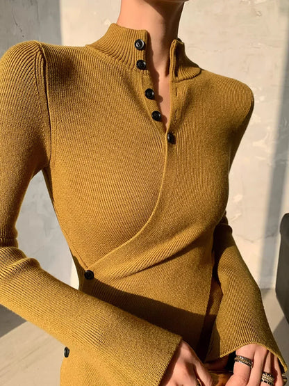 Jersey Con Diseño Asimétrico Y Botones Frontales Para Mujer | Ideal Para Uso Diario Y Entornos De Oficina