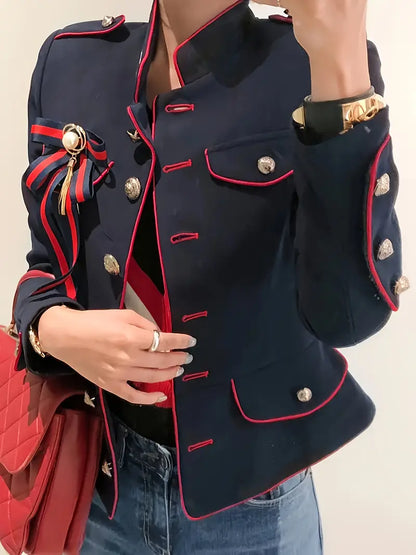Chaqueta Con Cierre De Botones Y Puños Con Botones Para Mujeres | Ideal Para Uso Diario O Ocasiones