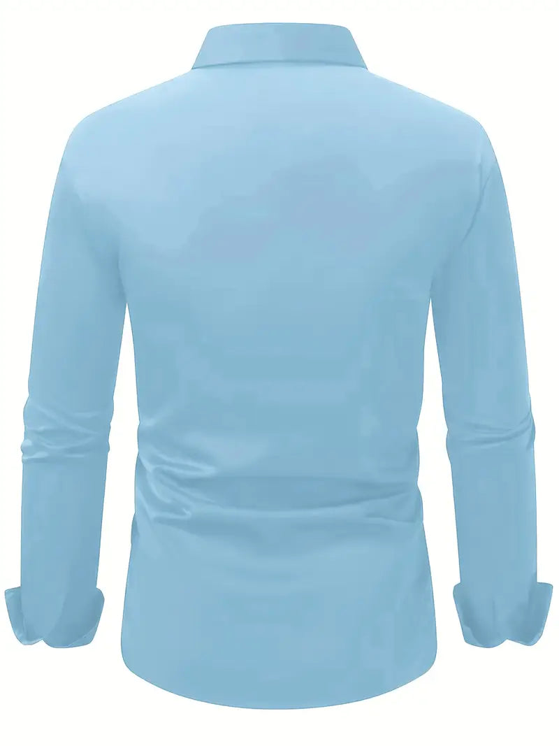 Camisa De Manga Larga Con Cierre De Botones Para Hombres | Ideal Para Uso Diario Y Ocasiones Formales