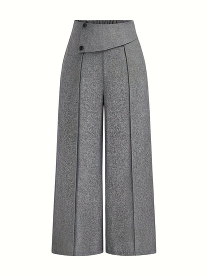 Pantalón De Talle Alto Con Piernas Anchas Y Pliegues Frontales Para Mujer | Ideal Para Uso Diario O Profesional