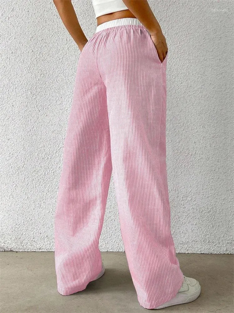 Pantalón Ancho con Rayas Verticales para Mujer | Ideal para Uso Diario y Salidas