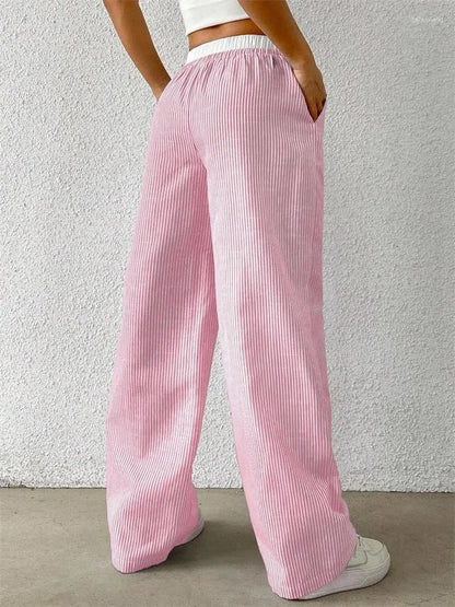 Pantalón Ancho con Rayas Verticales para Mujer | Ideal para Uso Diario y Salidas