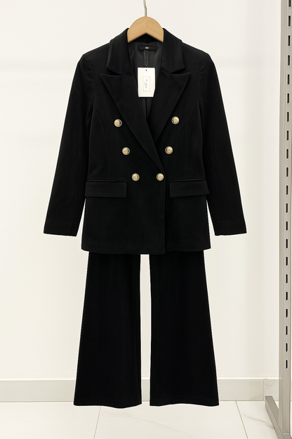 Conjunto de Dos Piezas con Blazer Cruzado y Pantalón Ajustado para Mujer | Ideal para Oficina u Ocasiones Formales