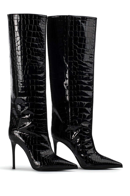 Botas Con Estampado Texturizado Y Tacón Aguja Para Mujer | Ideal Para Ocasiones Nocturnas