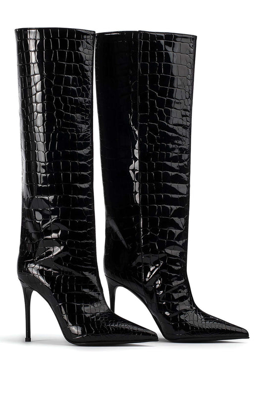 Botas Con Estampado Texturizado Y Tacón Aguja Para Mujer | Ideal Para Ocasiones Nocturnas