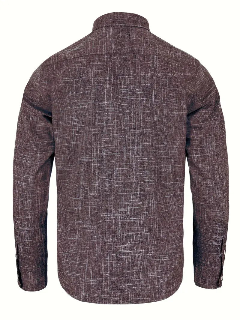 Camisa de Manga Larga con Cierre de Botones y Detalles Contrastantes para Hombre | Ideal para Uso Diario y Contextos Formales