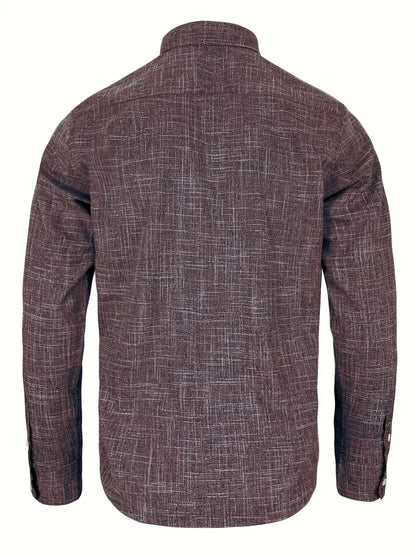 Camisa de Manga Larga con Cierre de Botones y Detalles Contrastantes para Hombre | Ideal para Uso Diario y Contextos Formales