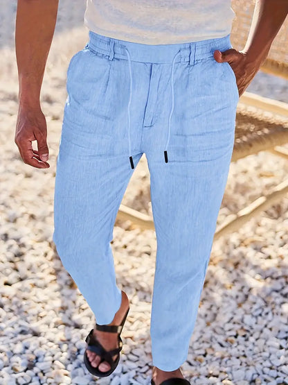 Pantalón Casual de Corte Amplio con Cintura Elástica y Cordón para Hombre | Ideal para Uso Diario