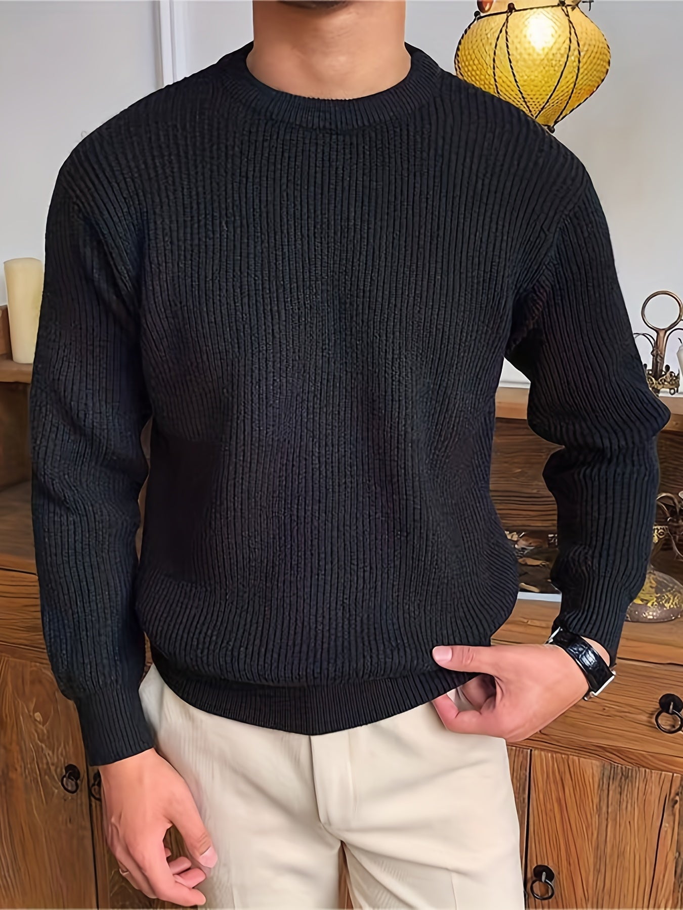 Jersey de Punto para Hombre con Diseño Trenzado | Ideal para Uso Diario