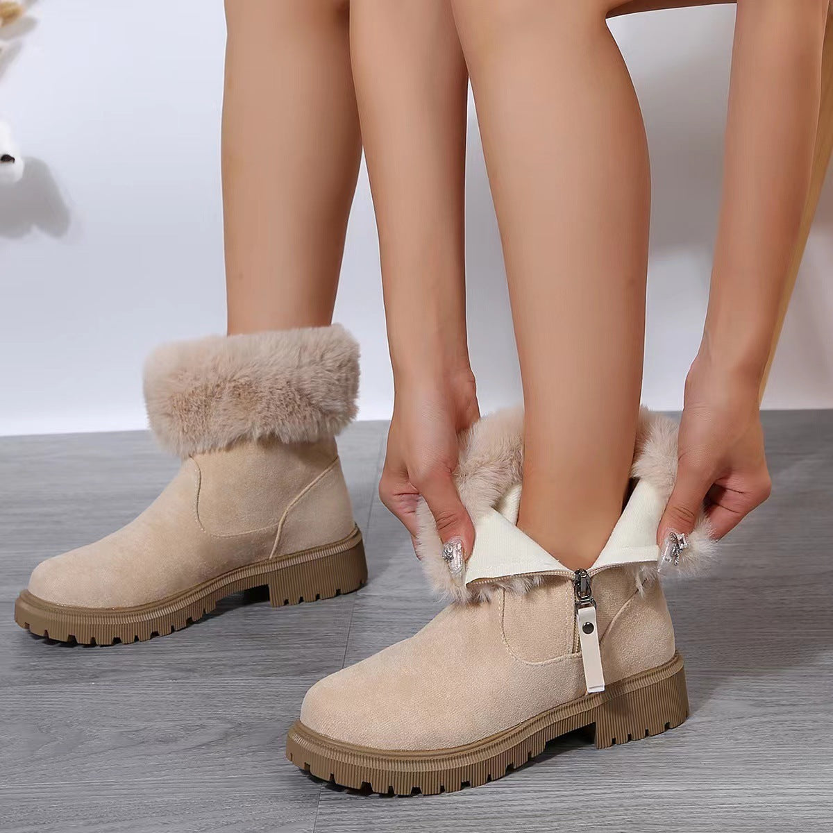 Botas de Invierno con Suela Elevada y Cremallera Lateral para Mujer | Ideal para Invierno