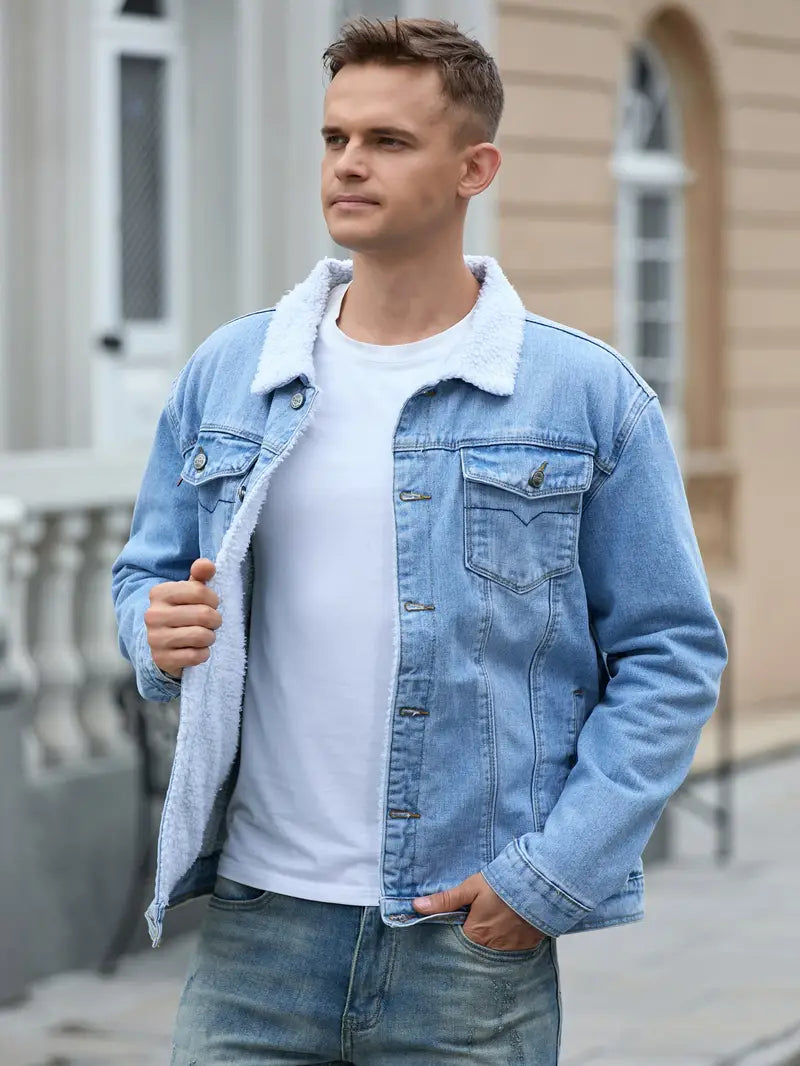 Chaqueta Vaquera Para Hombre De Corte Clásico Con Bolsillos Frontales | Ideal Para Uso Diario Y Actividades Informales