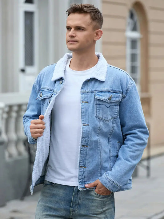 Chaqueta Vaquera Para Hombre De Corte Clásico Con Bolsillos Frontales | Ideal Para Uso Diario Y Actividades Informales