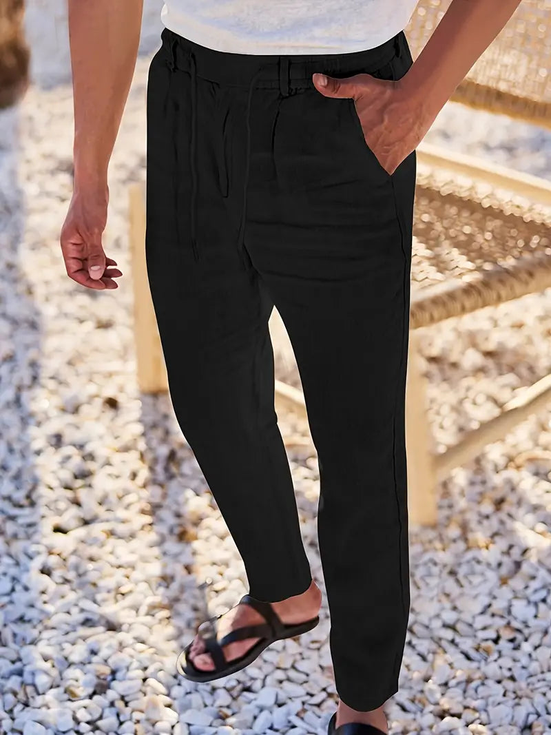 Pantalón Casual de Corte Amplio con Cintura Elástica y Cordón para Hombre | Ideal para Uso Diario