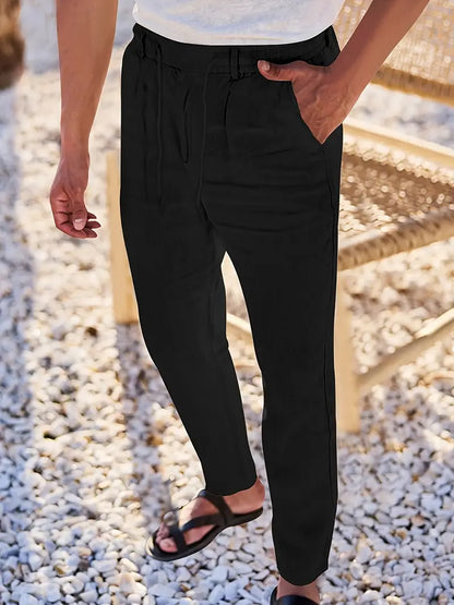 Pantalón Casual de Corte Amplio con Cintura Elástica y Cordón para Hombre | Ideal para Uso Diario