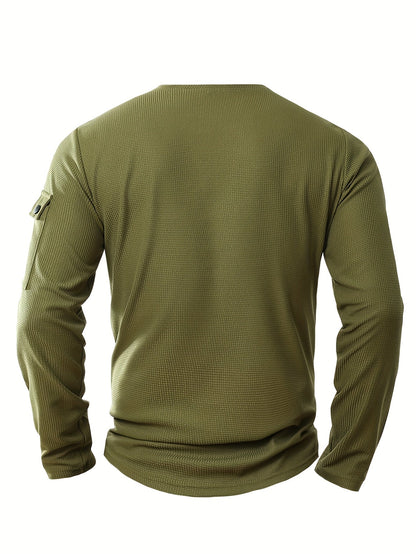Polo De Manga Larga Con Apertura De Botones Y Bolsillos Para Hombre | Ideal Para Uso Diario