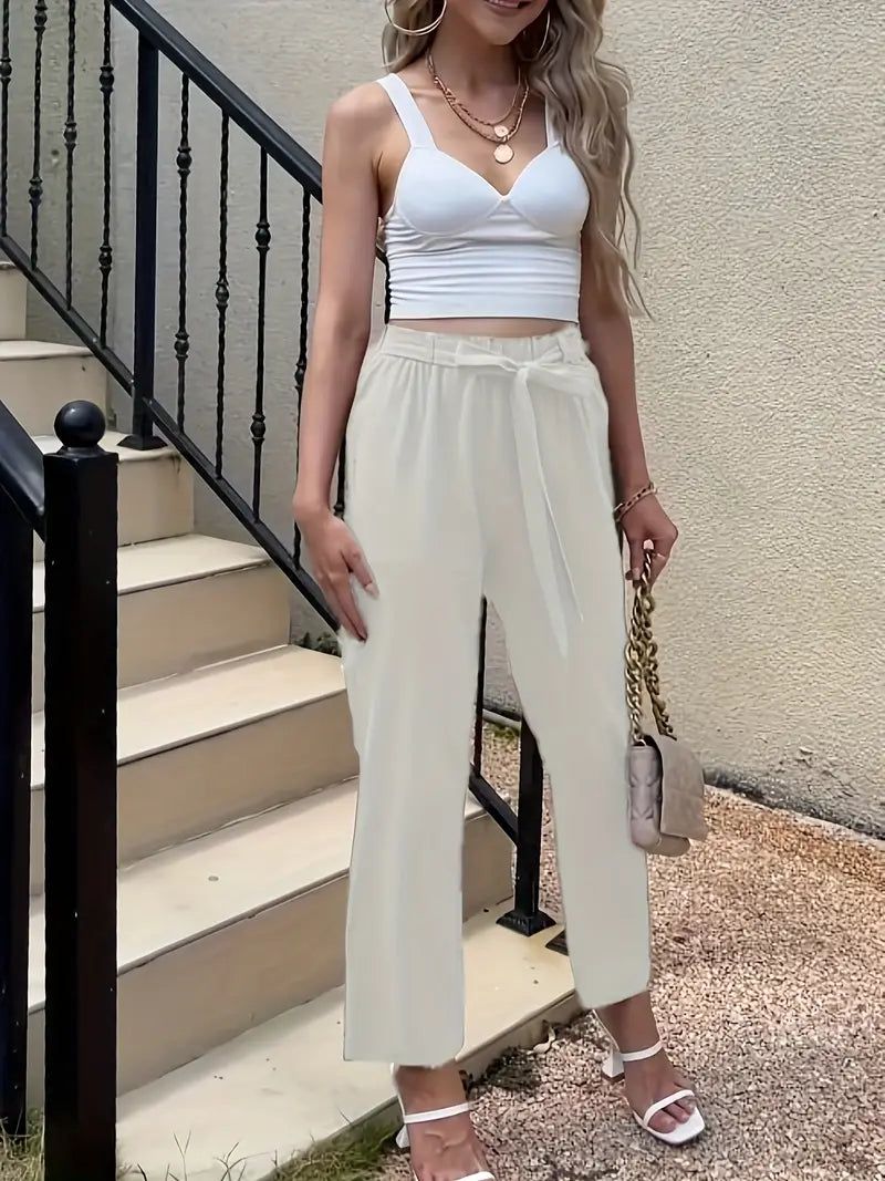 Pantalón Con Cintura Ajustable Y Pierna Recta Para Mujer | Ideal Para Uso Diario
