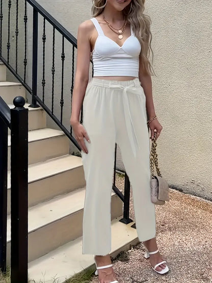 Pantalón Con Cintura Ajustable Y Pierna Recta Para Mujer | Ideal Para Uso Diario