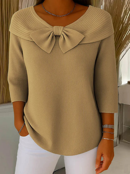 Jersey de Punto con Nudo Frontal y Corte Ajustado para Mujer | Ideal para Uso Diario