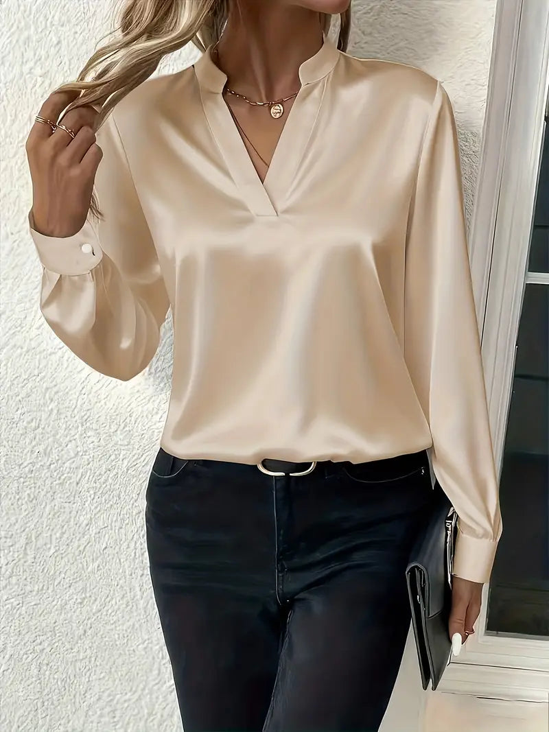 Blusa Con Escote En V Y Corte Drapado Para Mujer | Ideal Para Trabajo O Ocasiones Sociales