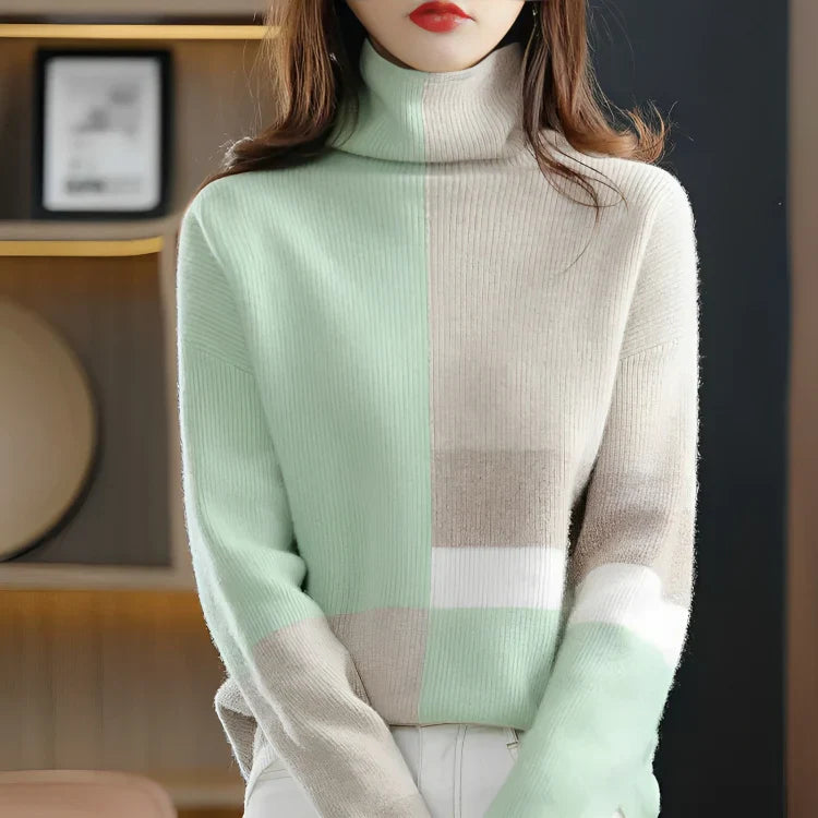 Jersey con Diseño De Colores En Contraste para Mujer | Ideal para Días Fríos