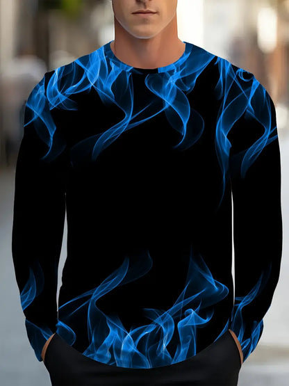 Camiseta de Manga Larga con Estampado de Llamas para Hombre | Ideal para Uso Diario