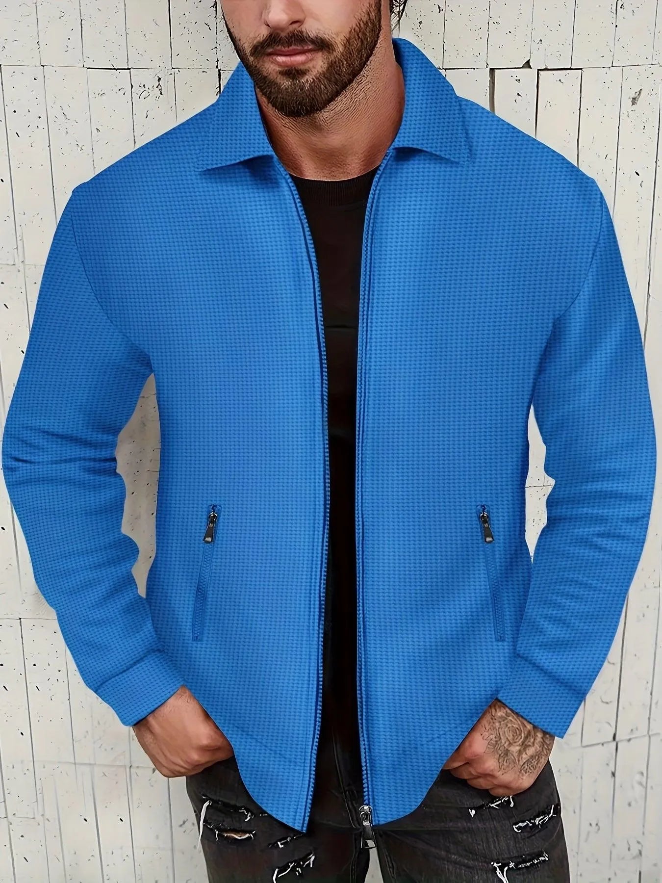 Chaqueta De Color Liso Con Diseño Flexible Para Hombre | Ideal Para Uso Diario Y Entretiempo