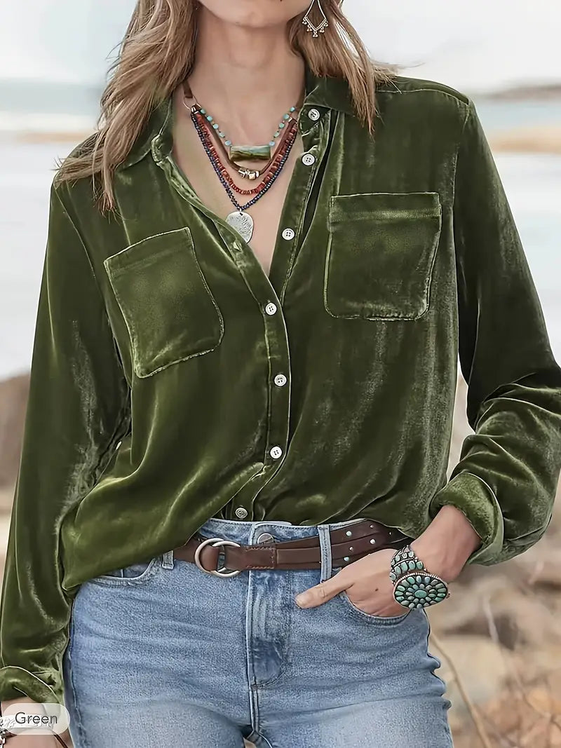 Camisa De Corte Relajado Con Cuello Clásico Para Mujer | Ideal Para Uso Diario