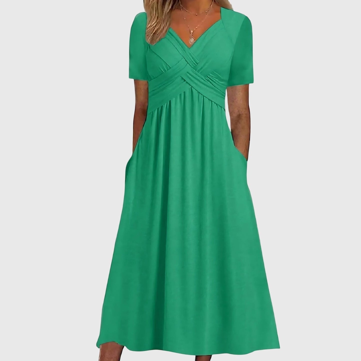 Vestido Midi Con Corte Fluido Y Escote En V Para Mujer | Ideal Para Días Cálidos Y Uso Diario