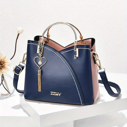 Bolso de Mano con Compartimento Principal y Detalles Color Block para Mujer | Ideal para Uso Diario