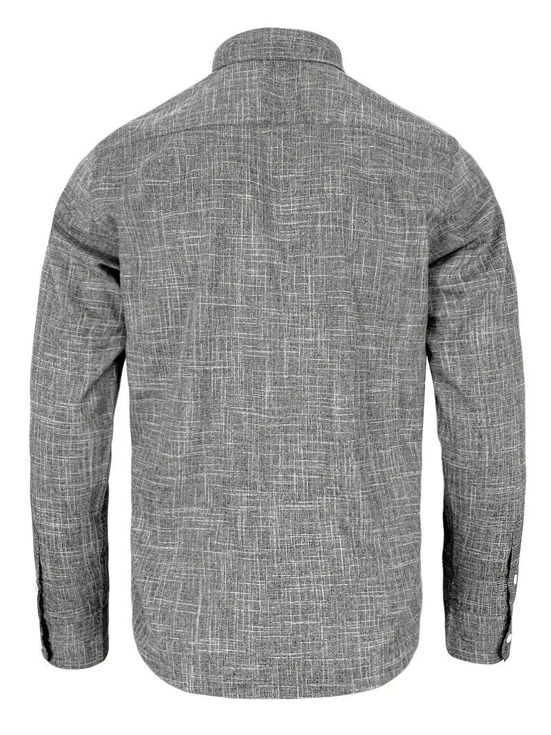 Camisa de Manga Larga con Cierre de Botones y Detalles Contrastantes para Hombre | Ideal para Uso Diario y Contextos Formales