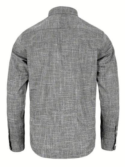 Camisa de Manga Larga con Cierre de Botones y Detalles Contrastantes para Hombre | Ideal para Uso Diario y Contextos Formales