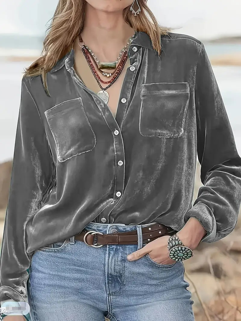 Camisa De Corte Relajado Con Cuello Clásico Para Mujer | Ideal Para Uso Diario
