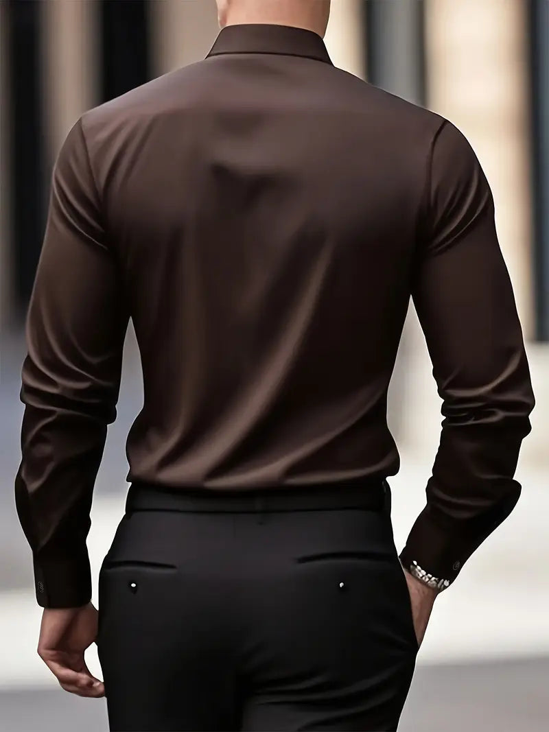 Camisa De Manga Larga Con Cierre De Botones Para Hombres | Ideal Para Uso Diario Y Ocasiones Formales
