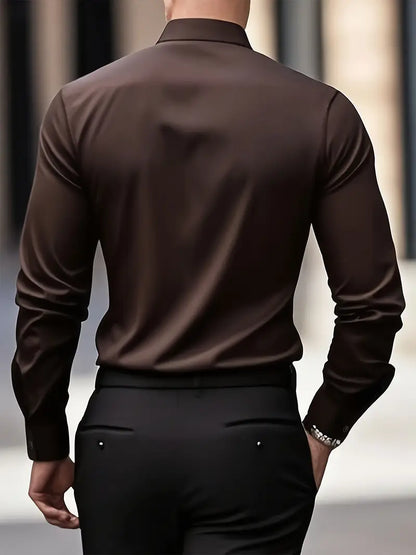 Camisa De Manga Larga Con Cierre De Botones Para Hombres | Ideal Para Uso Diario Y Ocasiones Formales