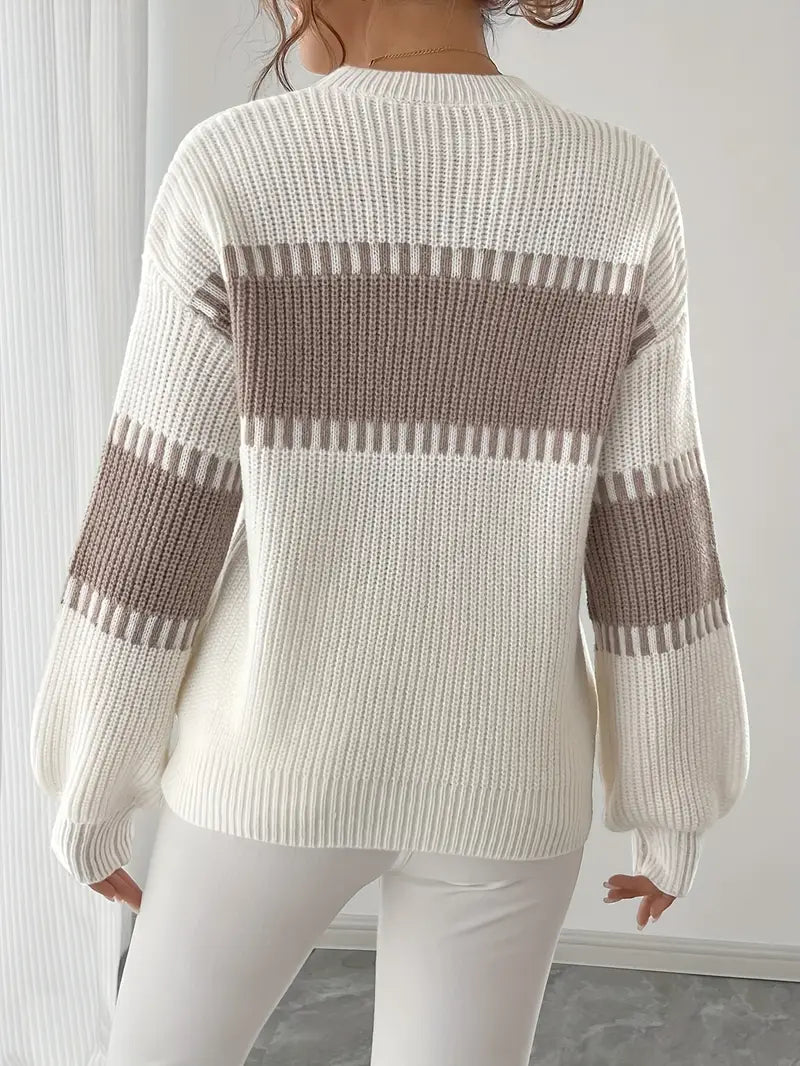 Jersey De Manga Larga Con Cuello Redondo Para Mujer | Ideal Para Uso Diario Y Trabajo