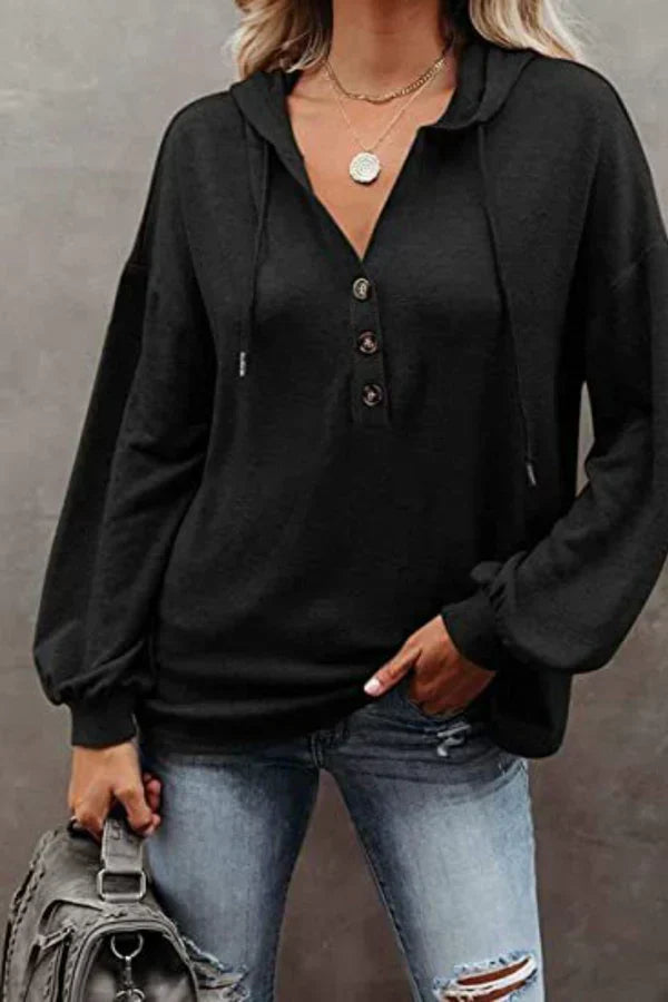 Jersey Con Capucha y Botones Frontales Para Mujer | Ideal Para Días Frescos