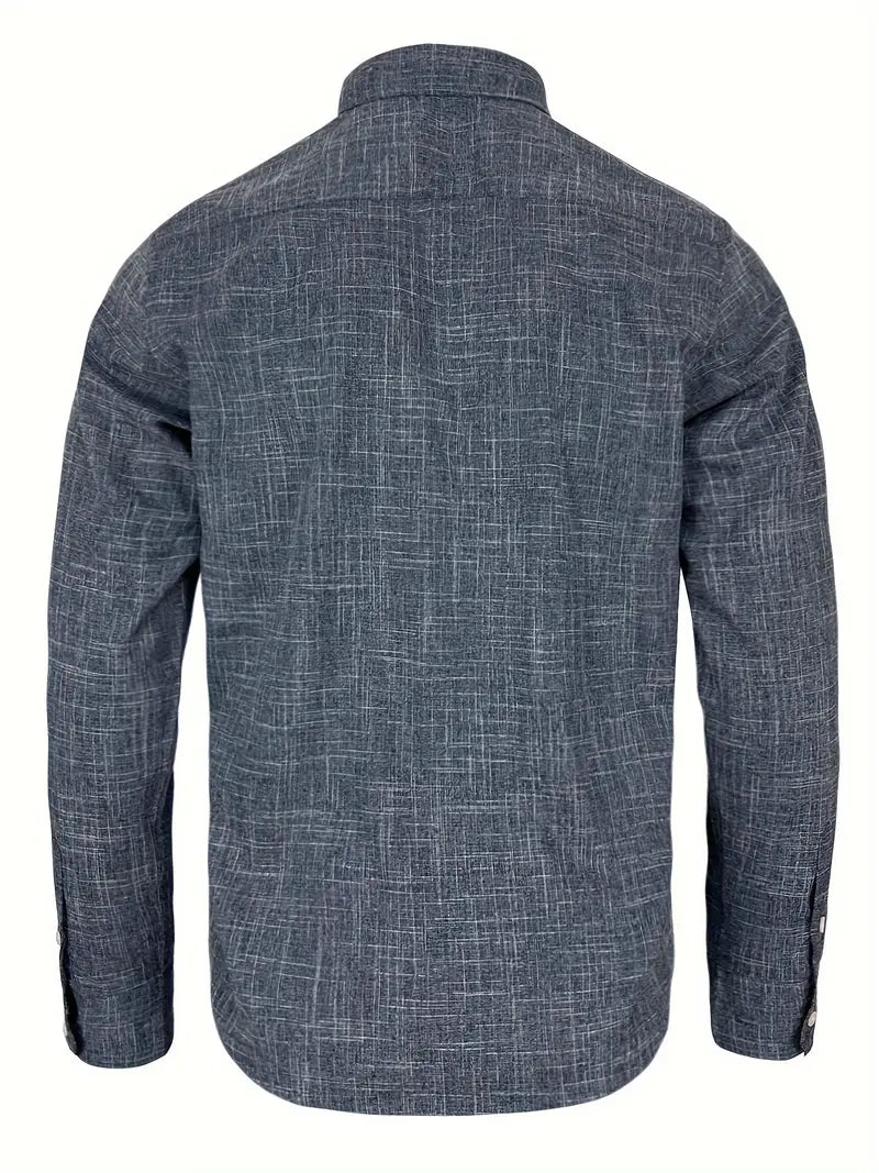 Camisa de Manga Larga con Cierre de Botones y Detalles Contrastantes para Hombre | Ideal para Uso Diario y Contextos Formales