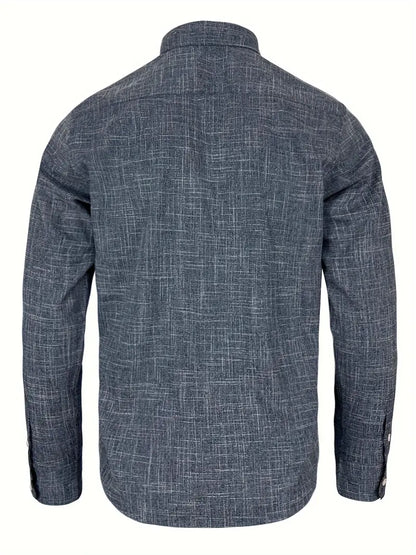 Camisa de Manga Larga con Cierre de Botones y Detalles Contrastantes para Hombre | Ideal para Uso Diario y Contextos Formales
