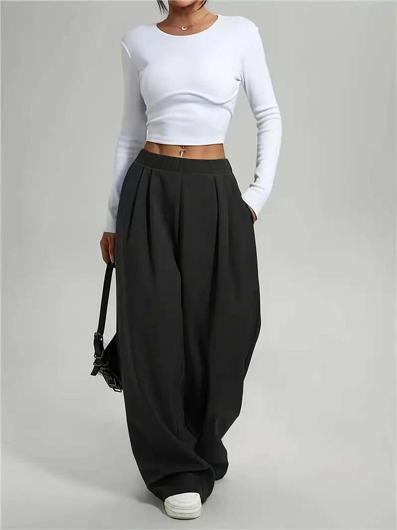 Pantalón Ancho de Cintura Alta para Mujer | Ideal para Uso Diario y Salidas