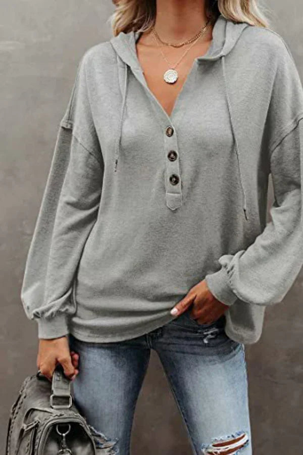 Jersey Con Capucha y Botones Frontales Para Mujer | Ideal Para Días Frescos