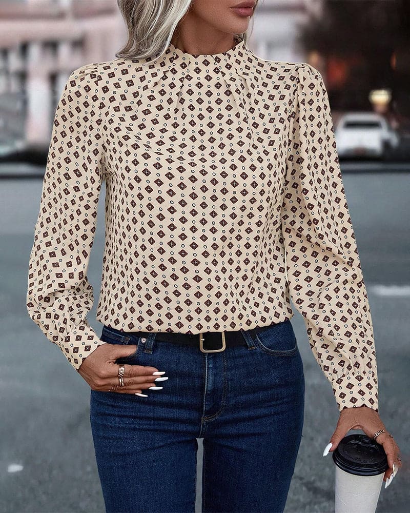 Blusa de Mangas Largas con Motivo Impreso y Corte Amplio Pullover para Mujeres | Ideal para Uso Diario