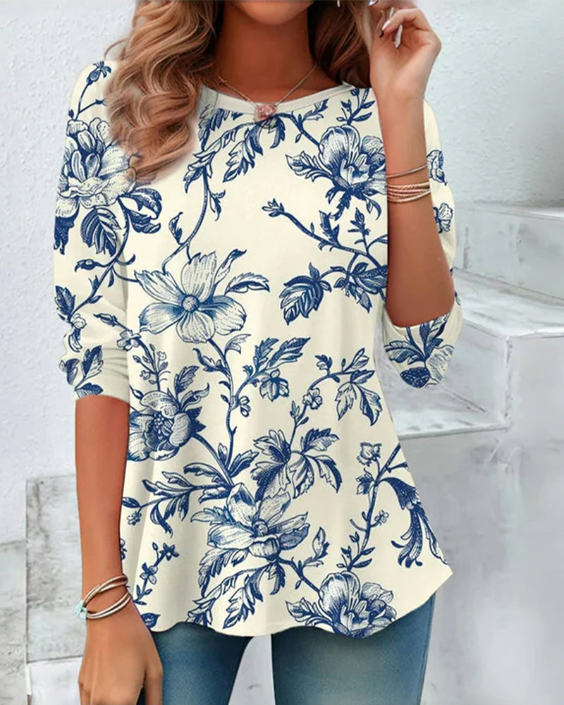 Blusa De Manga Larga Con Estampado Floral Para Mujer | Ideal Para Uso Diario En Interior Y Exterior
