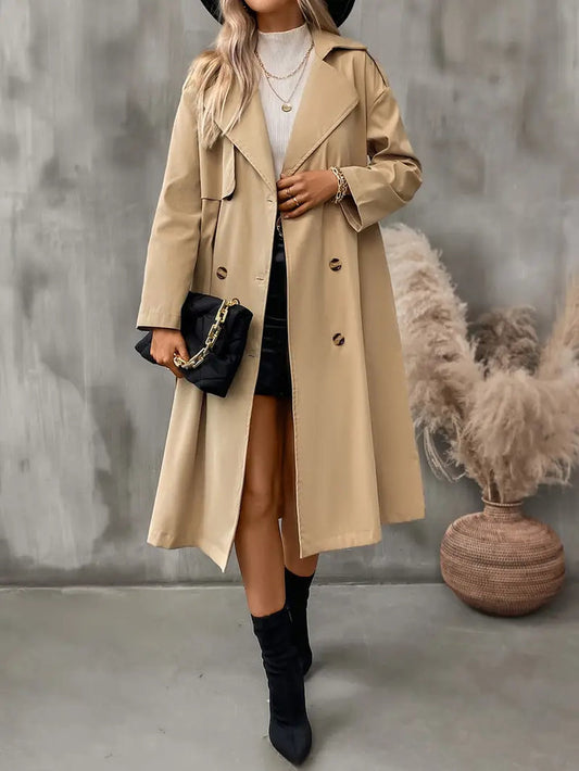Trench Coat con Corte Ajustado y Diseño Clásico para Mujer | Ideal para Uso Diario y Ocasiones Formales