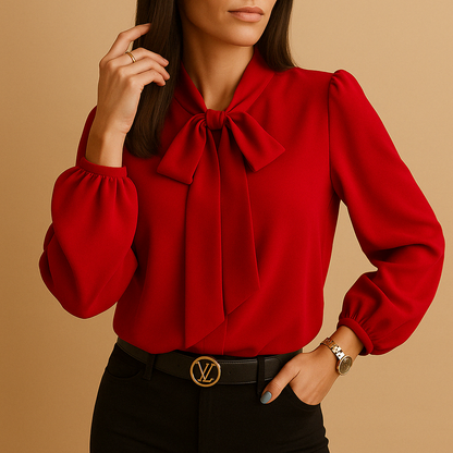 Blusa Con Col Con Lazo Y Corte Amplio Para Mujer | Ideal Para Uso Diario Y Profesional