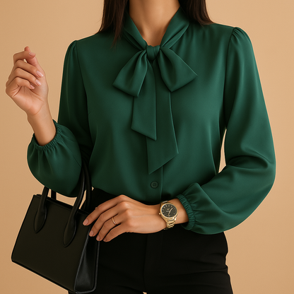 Blusa Con Col Con Lazo Y Corte Amplio Para Mujer | Ideal Para Uso Diario Y Profesional