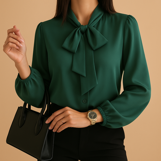 Blusa Con Col Con Lazo Y Corte Amplio Para Mujer | Ideal Para Uso Diario Y Profesional