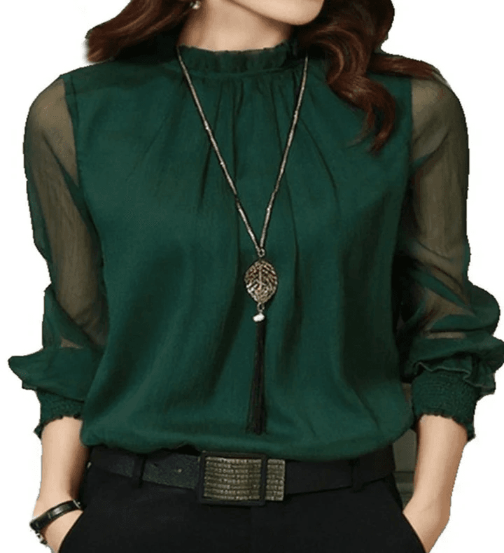Blusa De Mujer Con Mangas Abullonadas Para Uso Diario | Ideal Para Oficina Y Ocasiones Informales